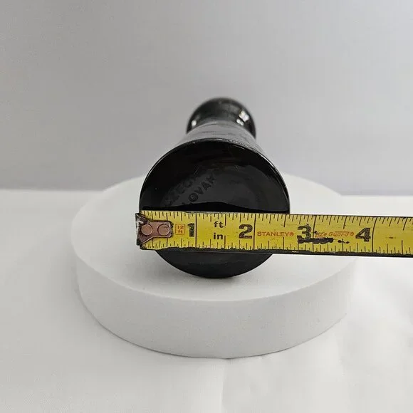 Czechoslovakian Pottery Vase Black Hand-Etched Bird Motif Gloss Finish 6.5"t - Picture 13 of 16